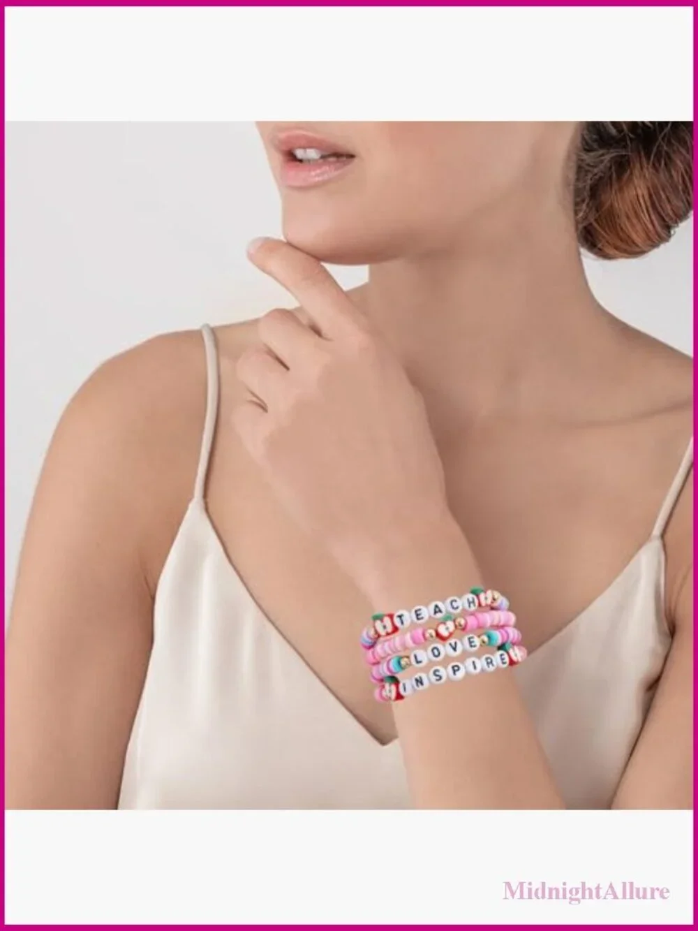 Stackable Heishi Bracelet Set Stretch Gold Plated Clay Bead Beach Layering